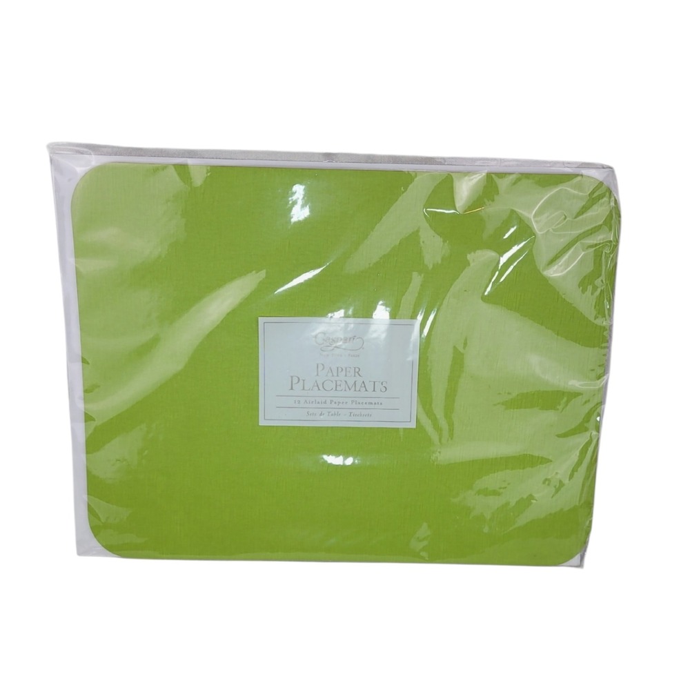 Caspari‎ Nile Green Crepe Paper Placemats 2 Sets of 12 New Lime Green 16x12